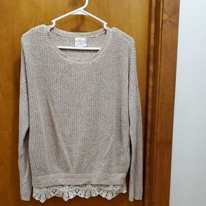 Pins and Needles oversized knit sweater w/lace